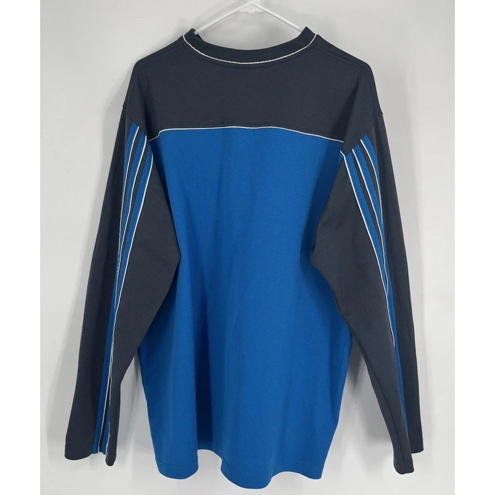 VTG Adidas Long Sleeve Heavyweight Shirt Size XL Electric Blue White Stripes Y2K